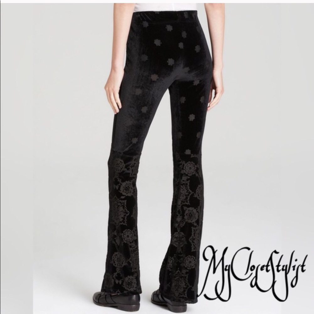 ISO free people black velvet patten pants
